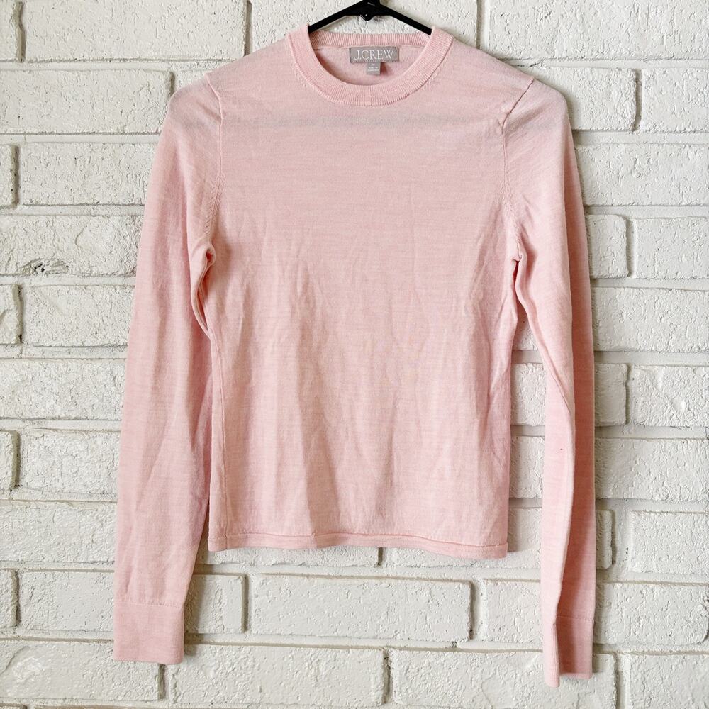J.Crew Carolyn Fitted Crewneck Sweater Merino Wool Petal Pink Sz M